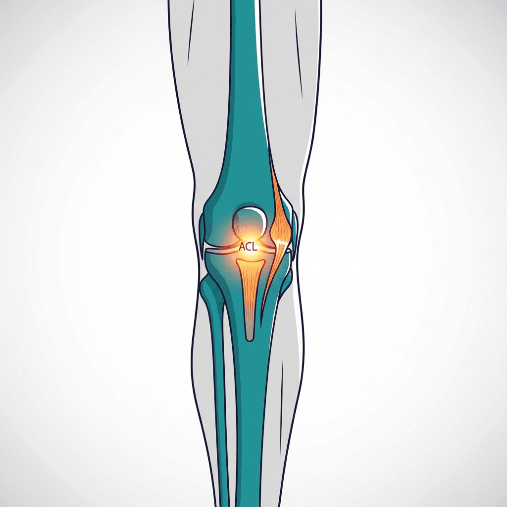 Torn Anterior Cruciate Ligament (ACL) illustration